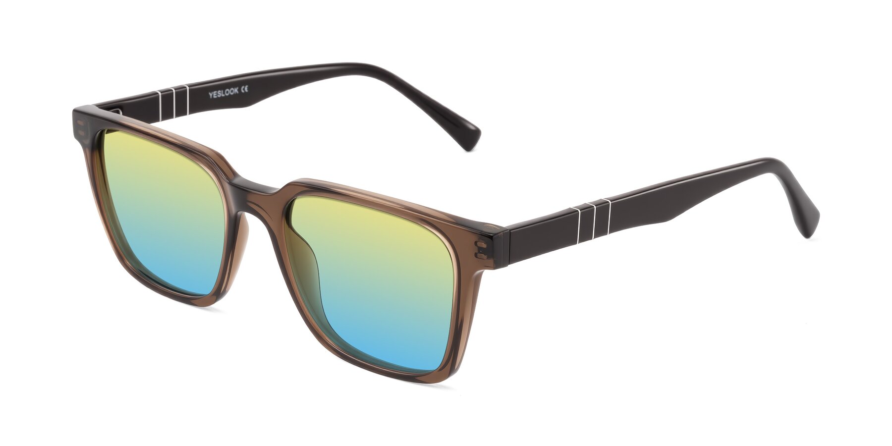 Angle of Doelum in Brown with Yellow / Blue Gradient Lenses