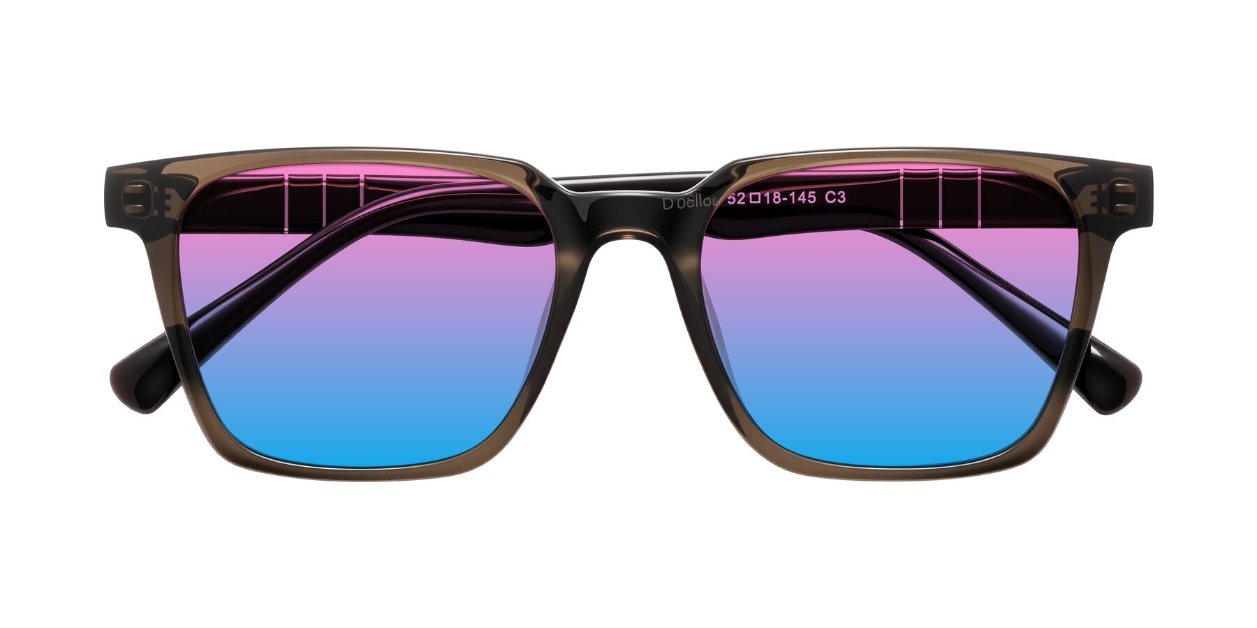 Folded Front of Doelum in Brown with Pink / Blue Gradient Lenses