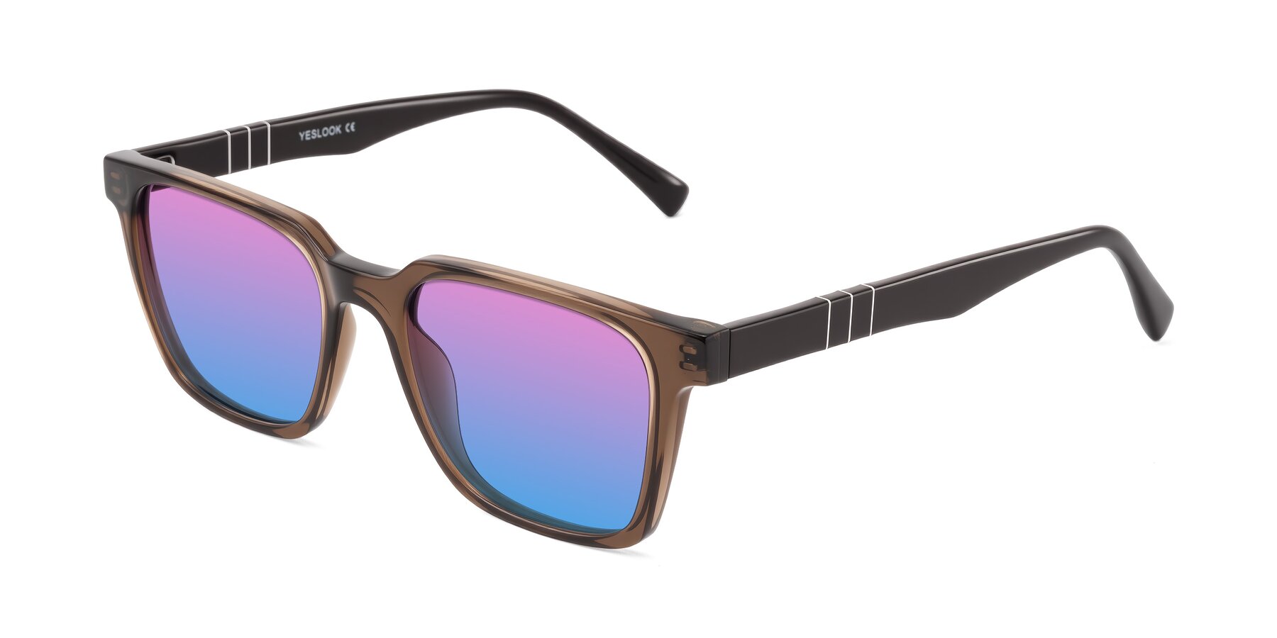 Angle of Doelum in Brown with Pink / Blue Gradient Lenses
