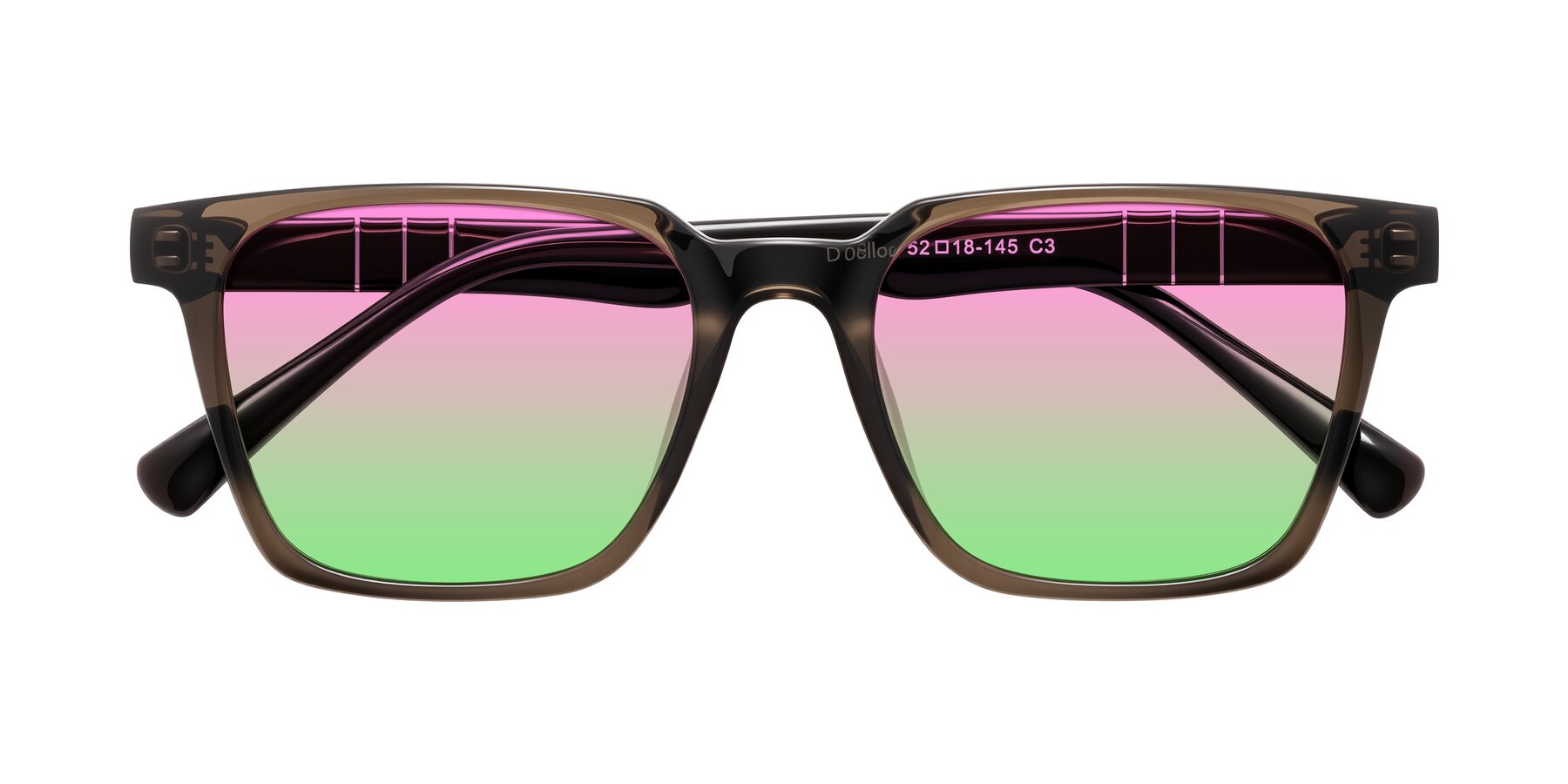 Folded Front of Doelum in Brown with Pink / Green Gradient Lenses