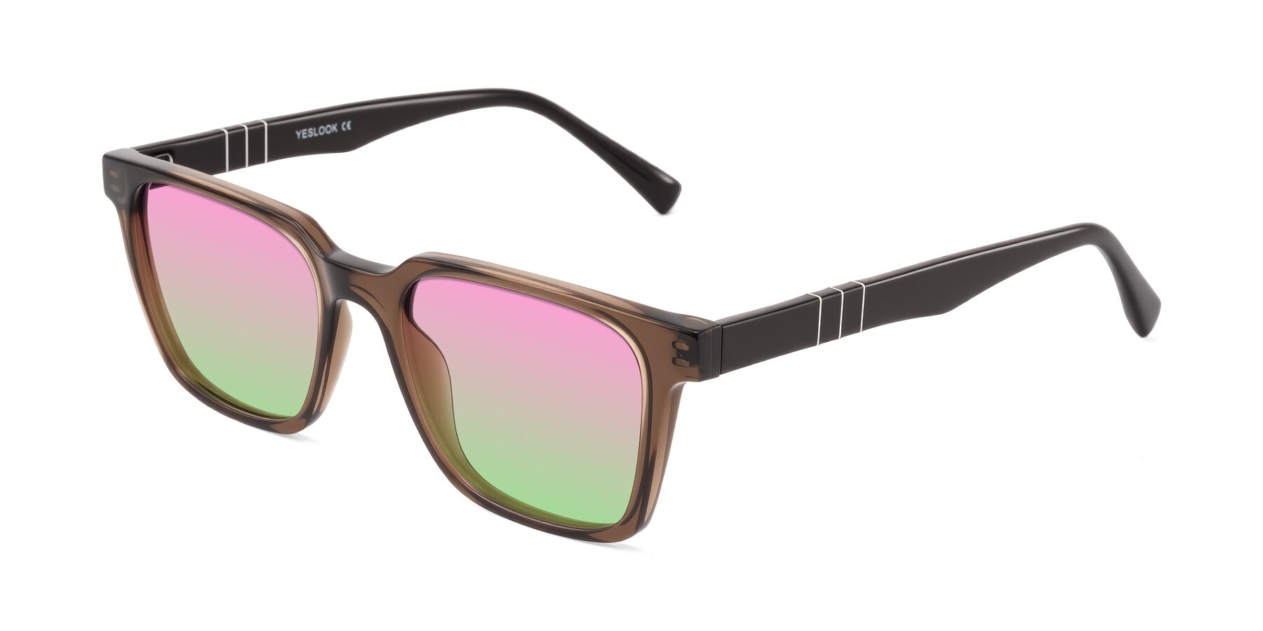 Angle of Doelum in Brown with Pink / Green Gradient Lenses