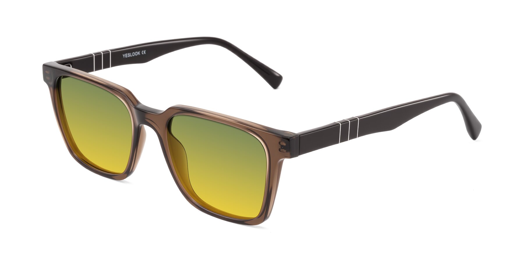 Angle of Doelum in Brown with Green / Yellow Gradient Lenses