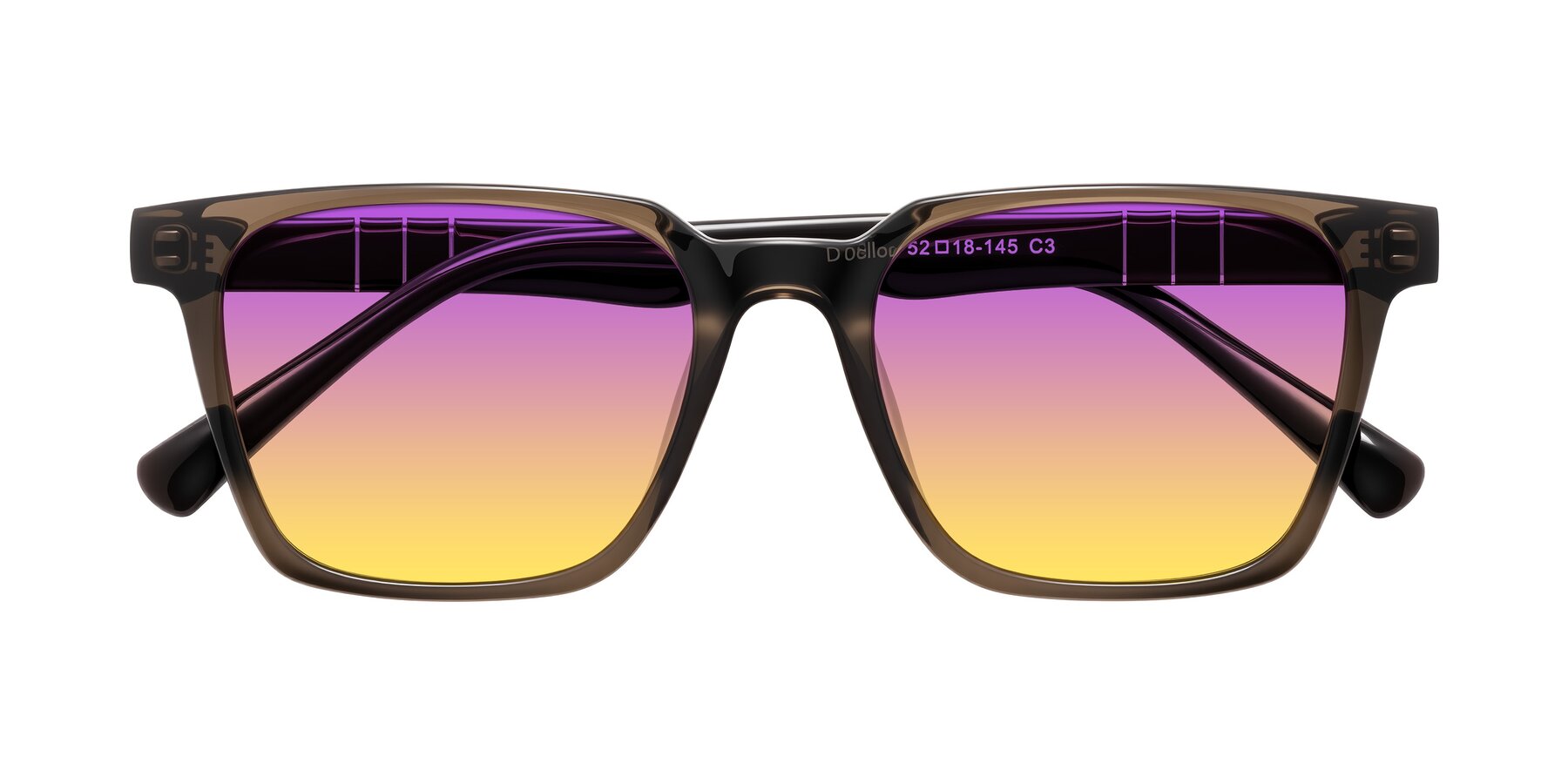 Folded Front of Doelum in Brown with Purple / Yellow Gradient Lenses
