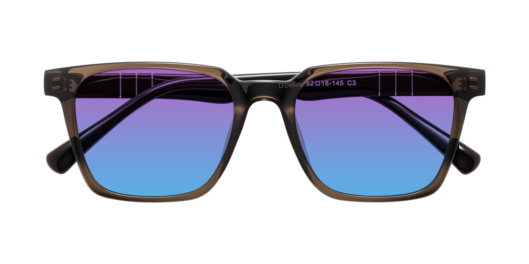 Folded Front of Doelum in Brown with Purple / Blue Gradient Lenses