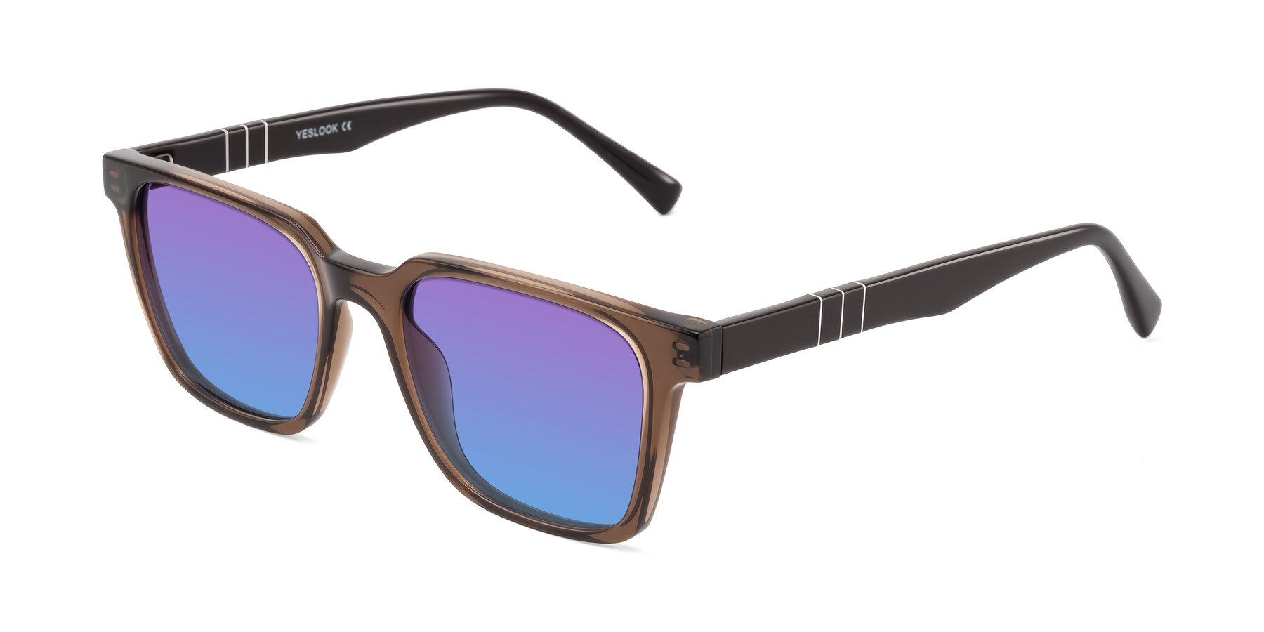 Angle of Doelum in Brown with Purple / Blue Gradient Lenses