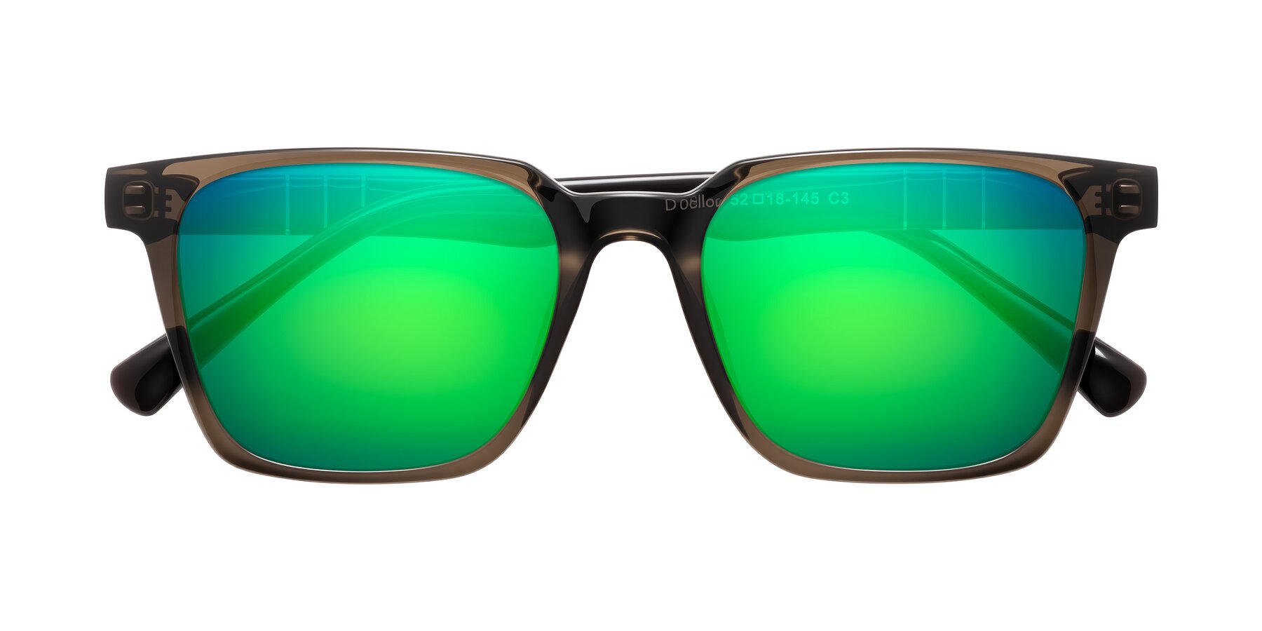 Folded Front of Doelum in Brown with Green Mirrored Lenses