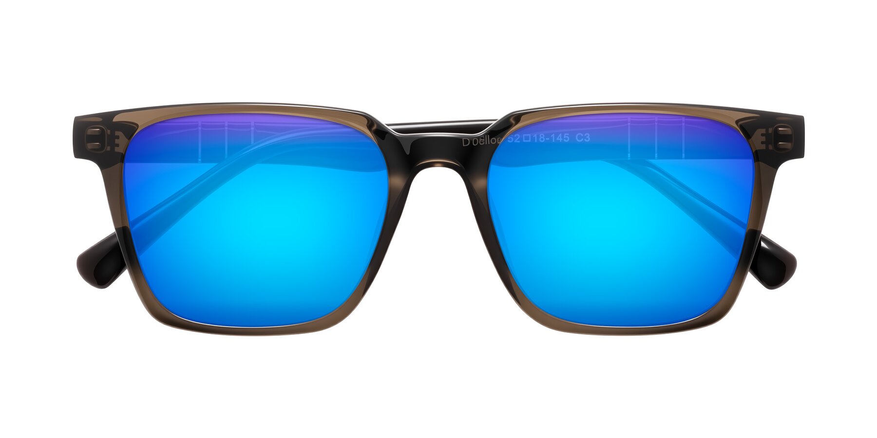 Folded Front of Doelum in Brown with Blue Mirrored Lenses