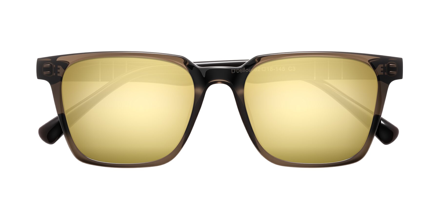 Folded Front of Doelum in Brown with Gold Mirrored Lenses