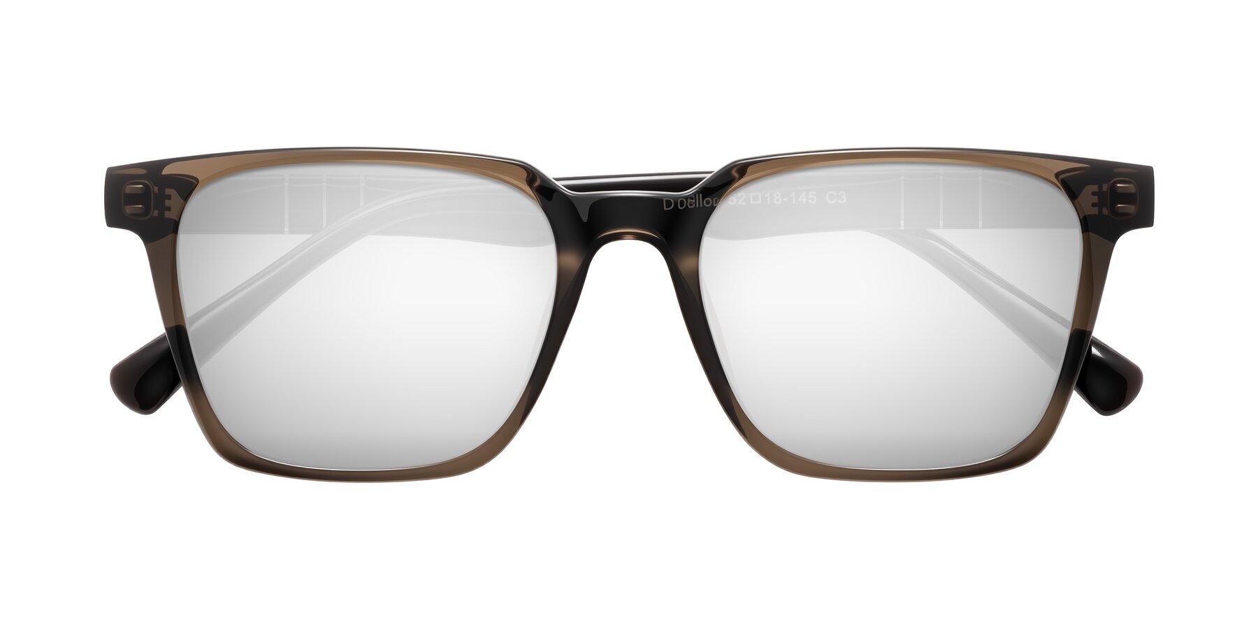 Folded Front of Doelum in Brown with Silver Mirrored Lenses