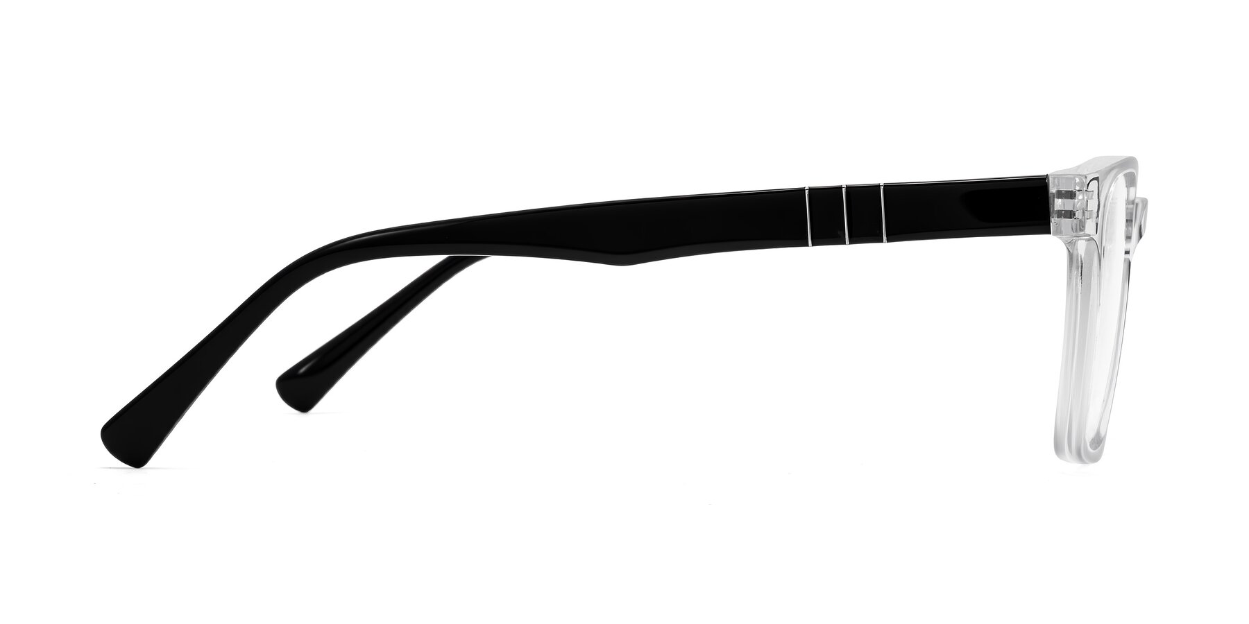 Side of Doelum in Clear/Black with Clear Eyeglass Lenses