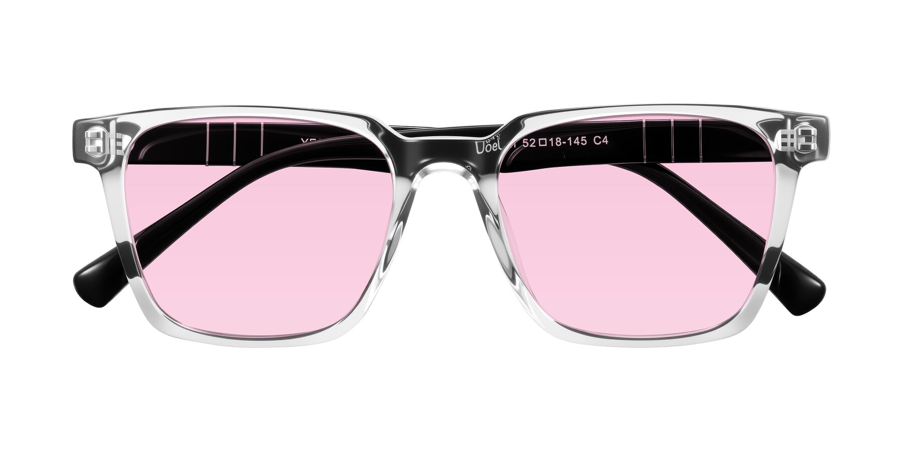 Folded Front of Doelum in Clear/Black with Light Pink Tinted Lenses