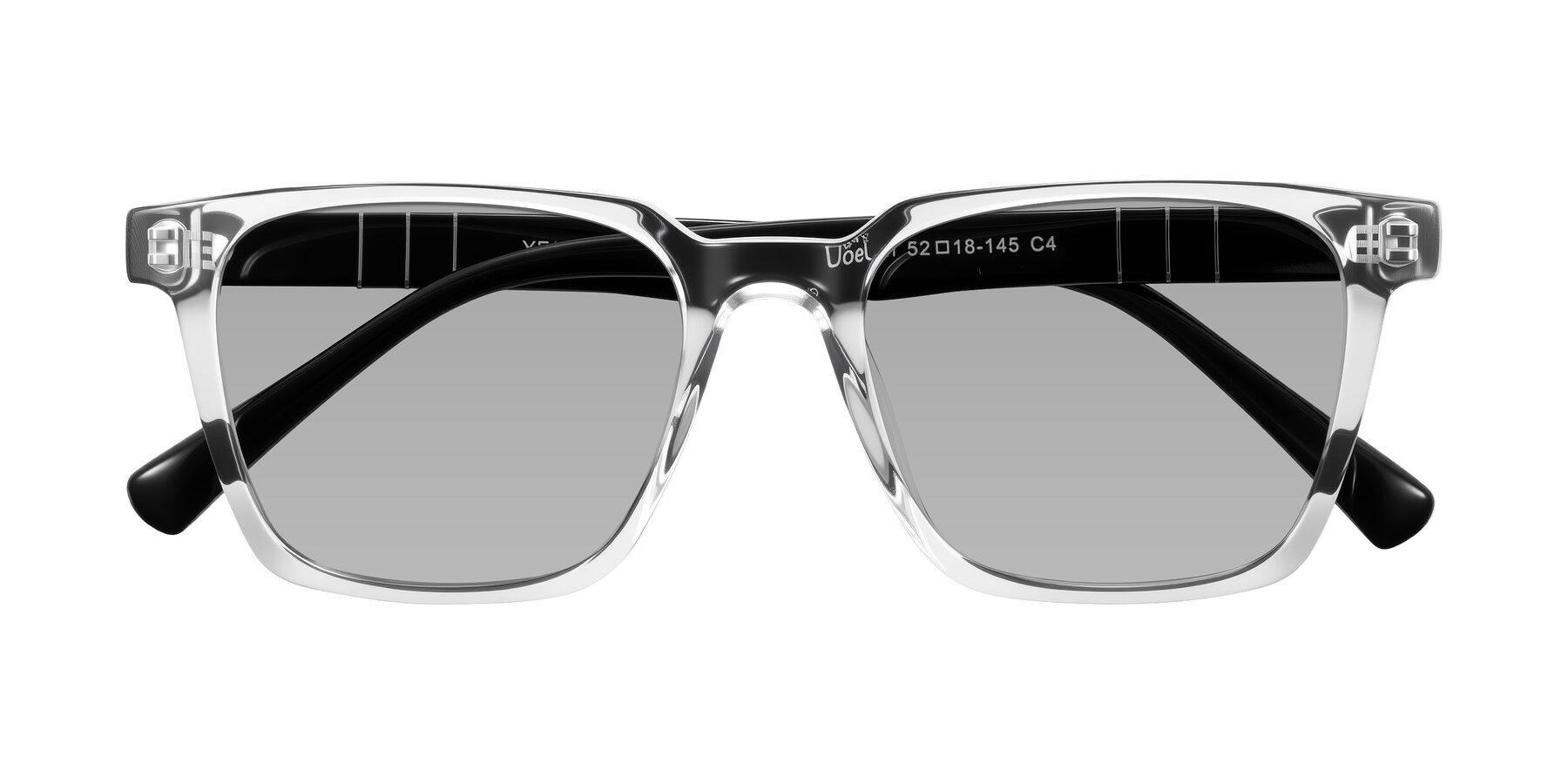 Folded Front of Doelum in Clear/Black with Light Gray Tinted Lenses