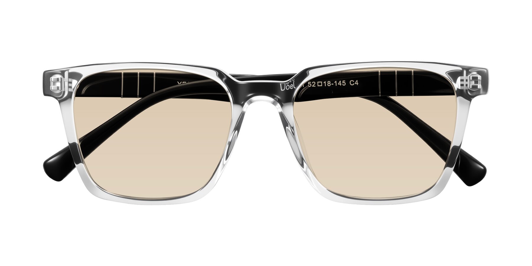 Folded Front of Doelum in Clear/Black with Light Brown Tinted Lenses