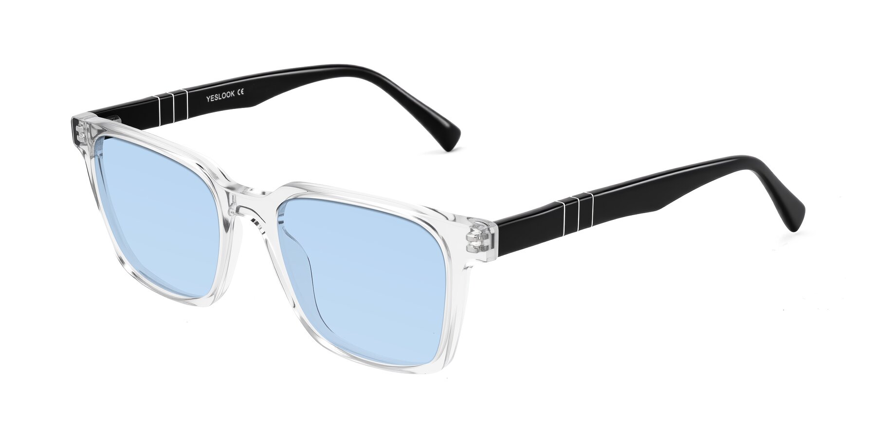 Angle of Doelum in Clear/Black with Light Blue Tinted Lenses