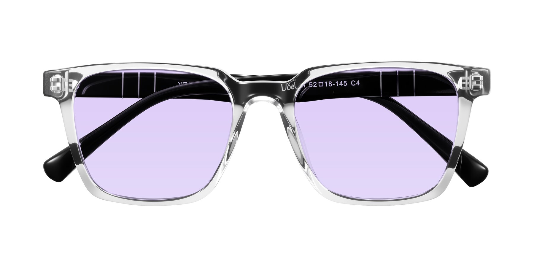 Folded Front of Doelum in Clear/Black with Light Purple Tinted Lenses
