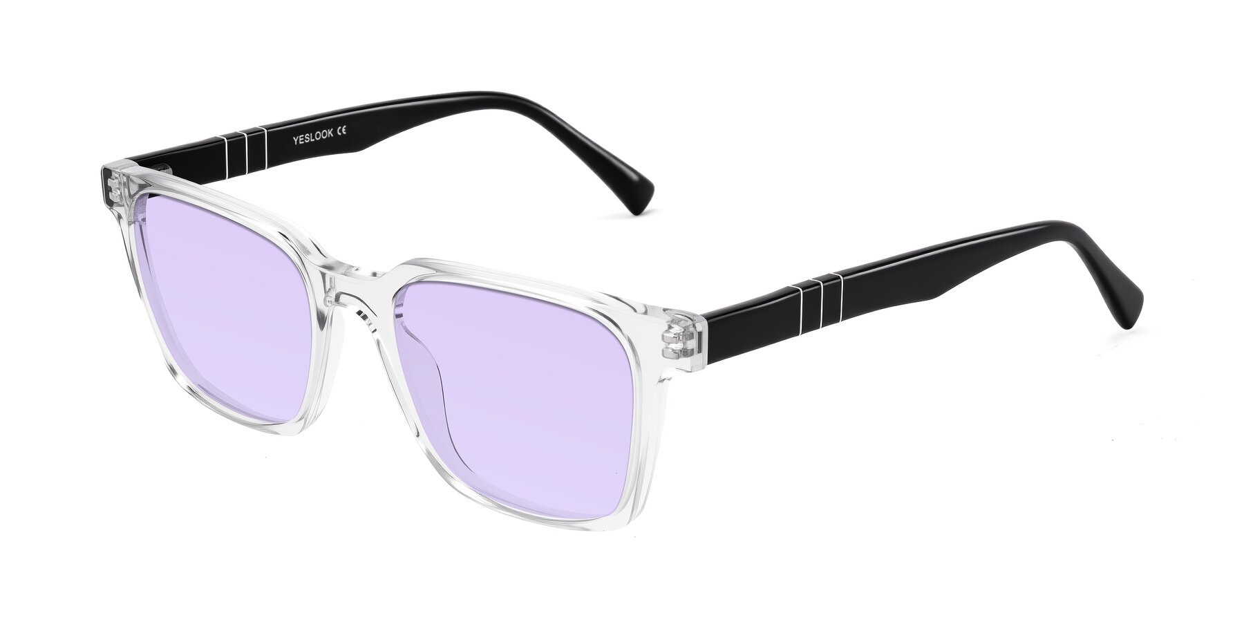 Angle of Doelum in Clear/Black with Light Purple Tinted Lenses