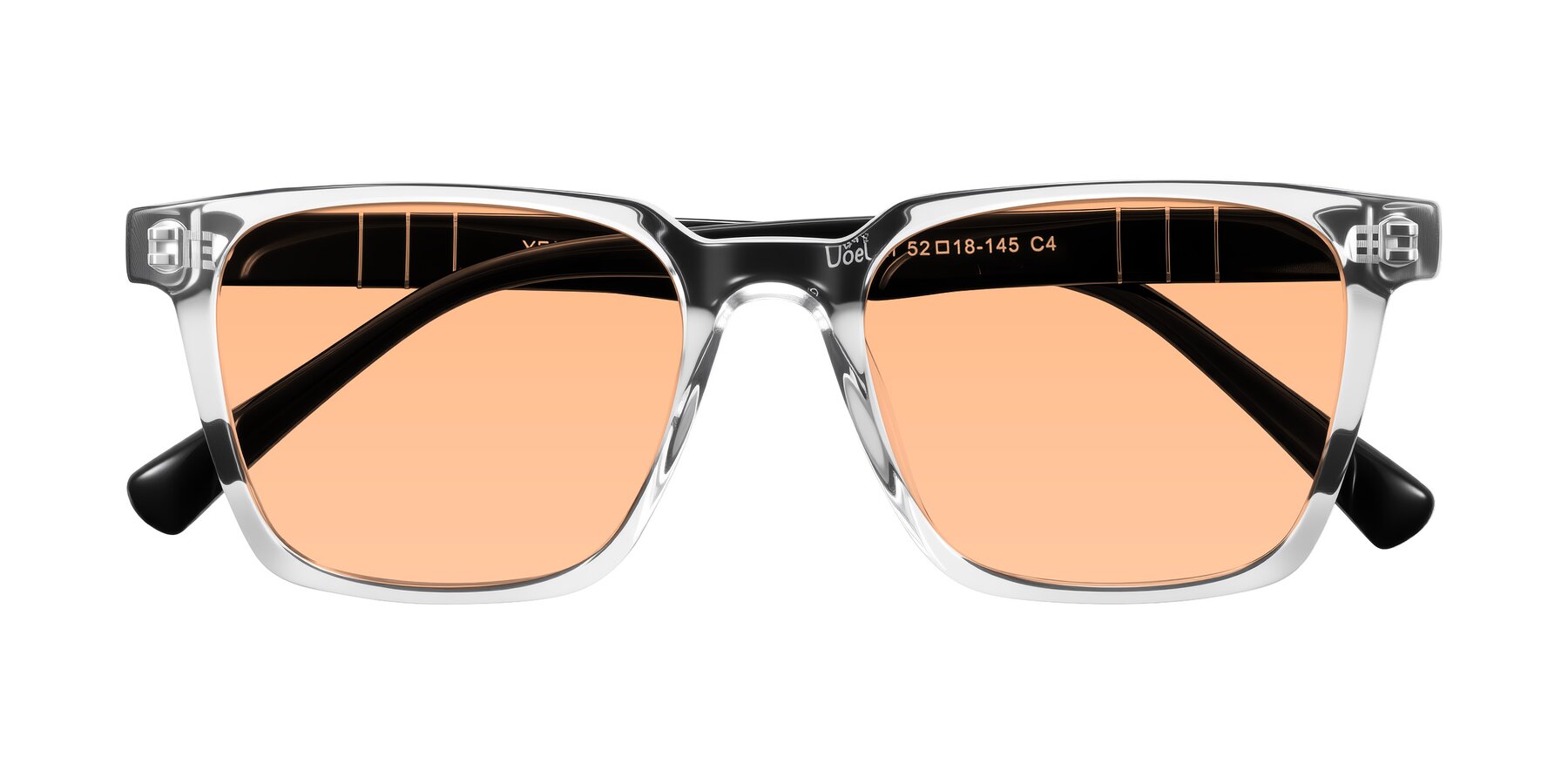 Folded Front of Doelum in Clear/Black with Light Orange Tinted Lenses
