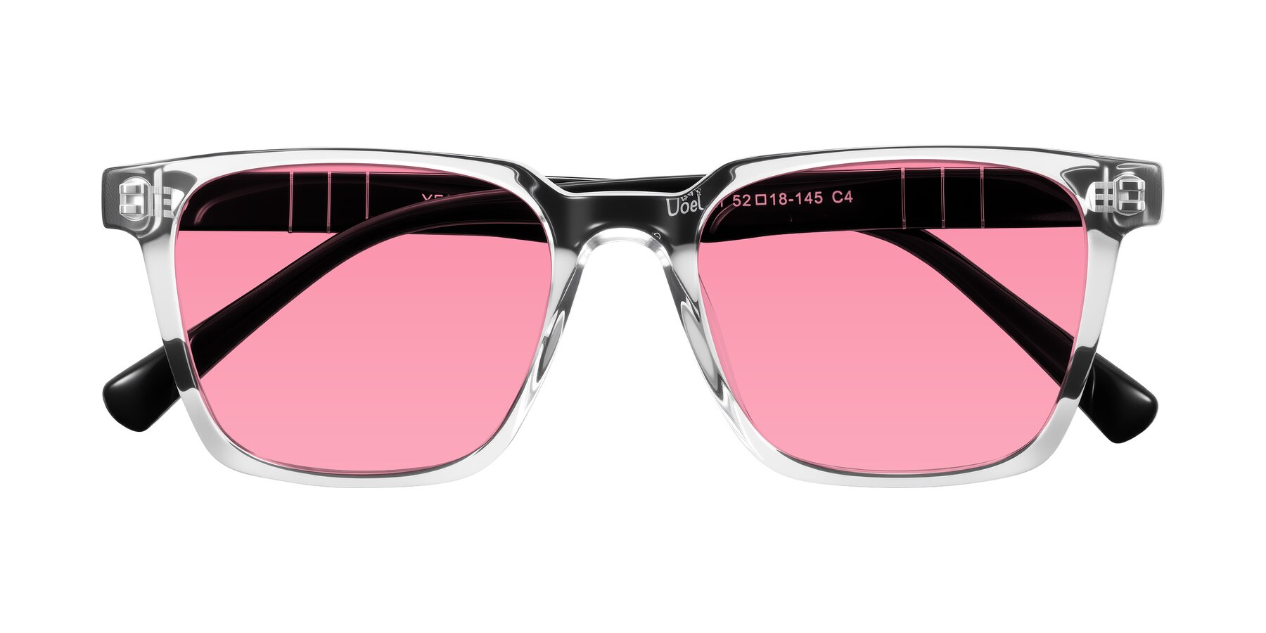 Folded Front of Doelum in Clear/Black with Pink Tinted Lenses