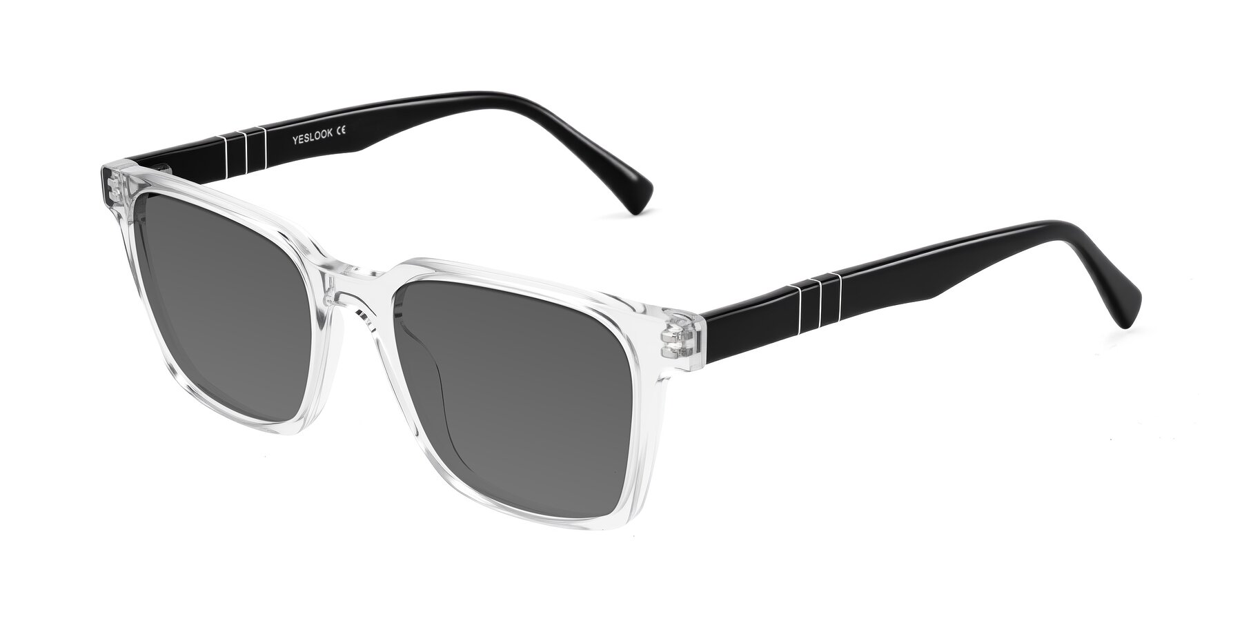 Angle of Doelum in Clear/Black with Medium Gray Tinted Lenses