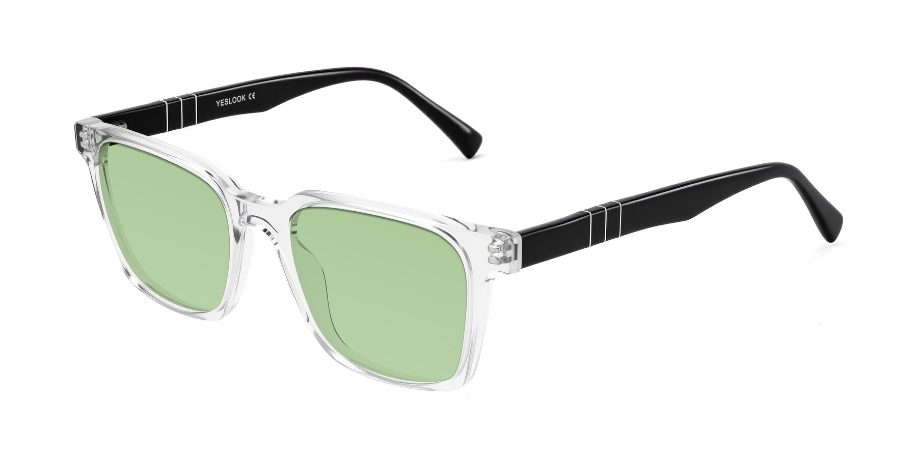 Angle of Doelum in Clear/Black with Medium Green Tinted Lenses
