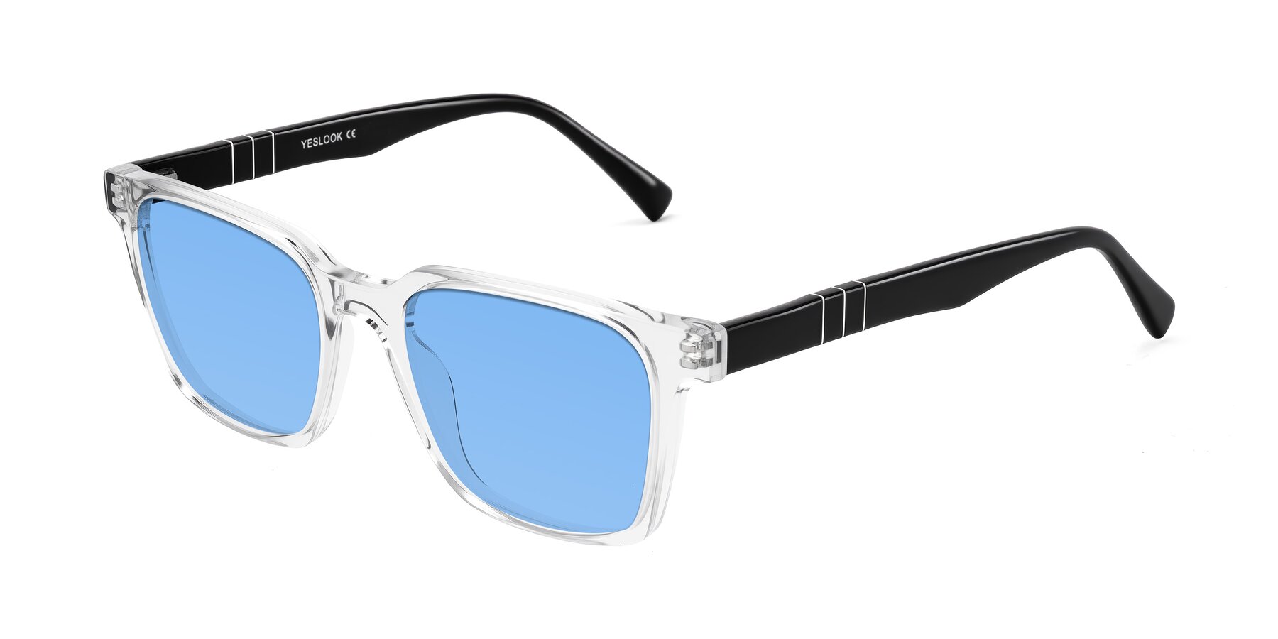 Angle of Doelum in Clear/Black with Medium Blue Tinted Lenses