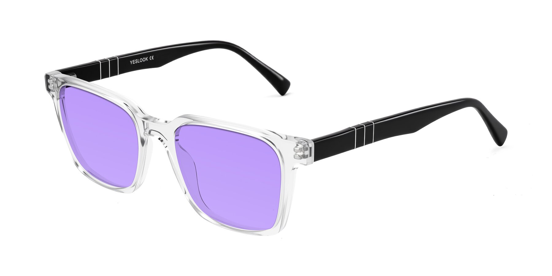 Angle of Doelum in Clear/Black with Medium Purple Tinted Lenses