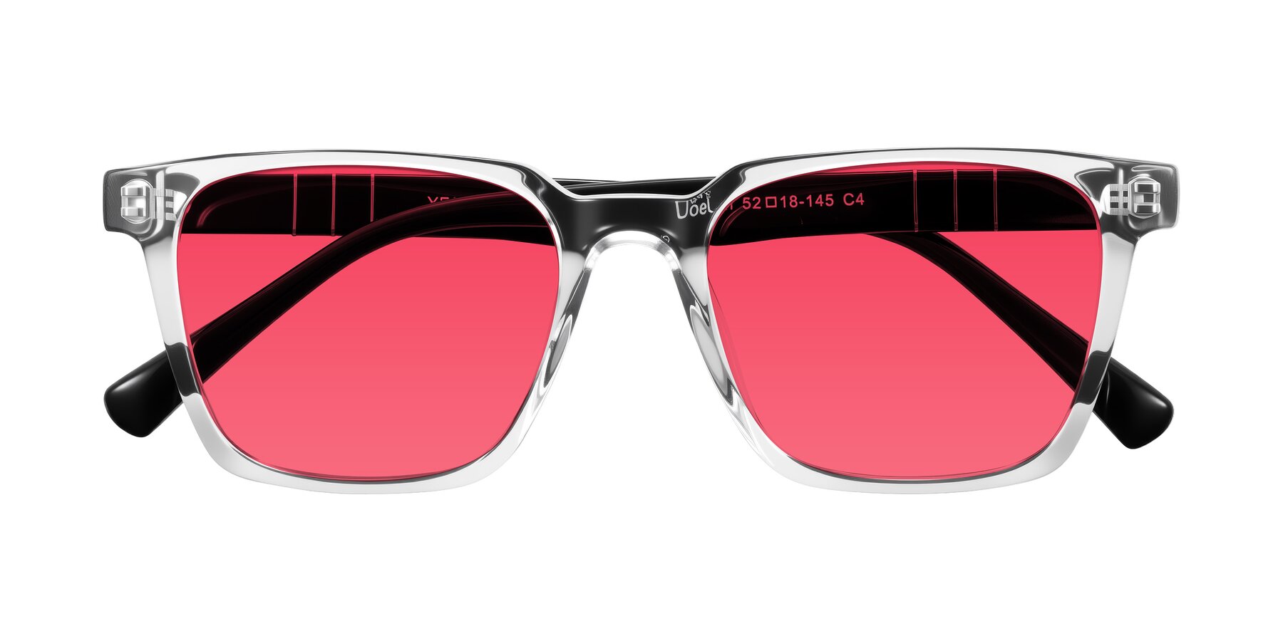 Folded Front of Doelum in Clear/Black with Red Tinted Lenses