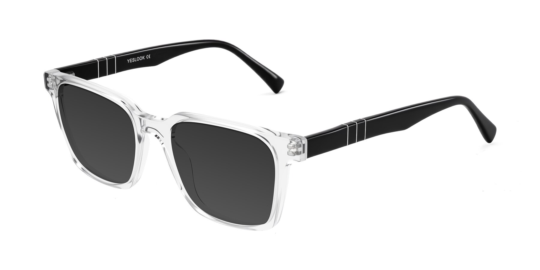 Angle of Doelum in Clear/Black with Gray Tinted Lenses
