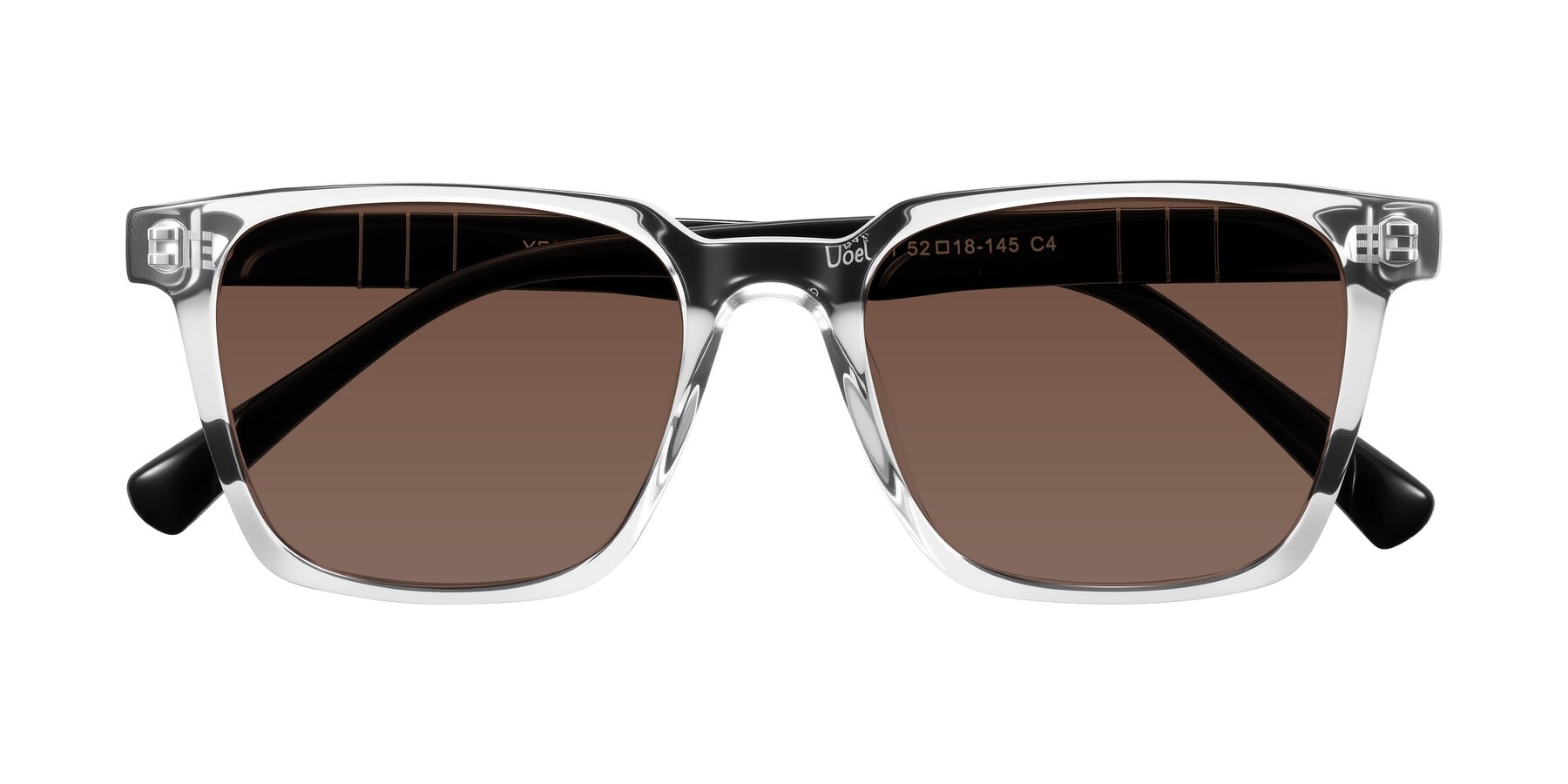 Folded Front of Doelum in Clear/Black with Brown Tinted Lenses