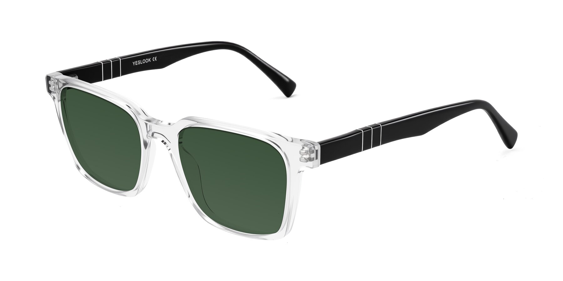 Angle of Doelum in Clear/Black with Green Tinted Lenses