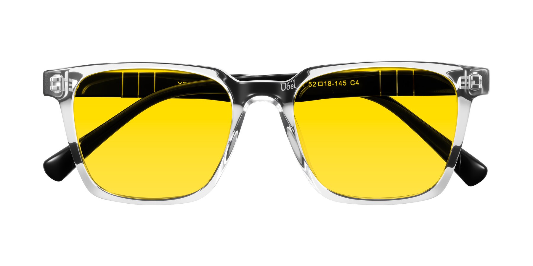 Folded Front of Doelum in Clear/Black with Yellow Tinted Lenses