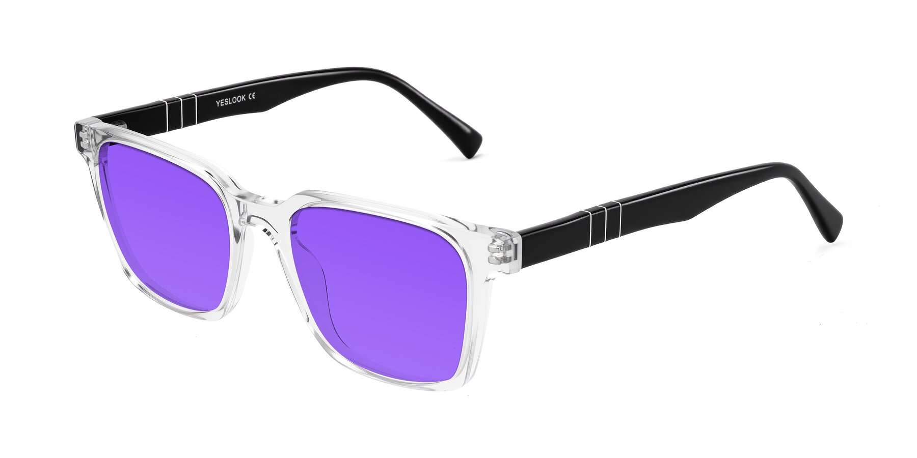 Angle of Doelum in Clear/Black with Purple Tinted Lenses