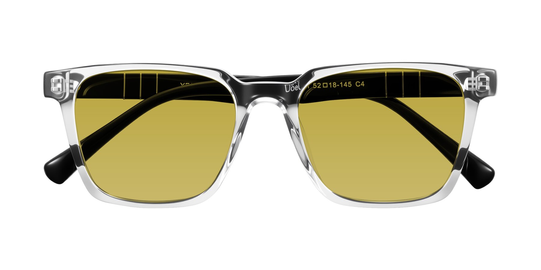 Folded Front of Doelum in Clear/Black with Champagne Tinted Lenses