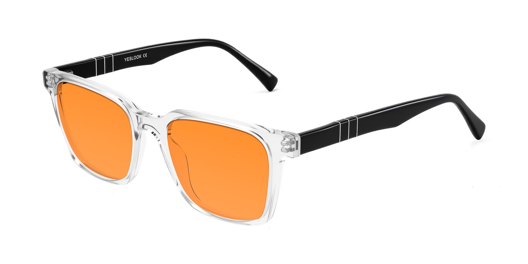 Angle of Doelum in Clear/Black with Orange Tinted Lenses