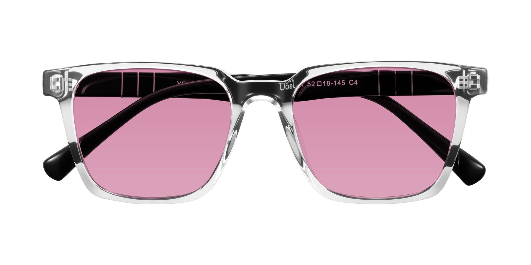 Folded Front of Doelum in Clear/Black with Medium Wine Tinted Lenses