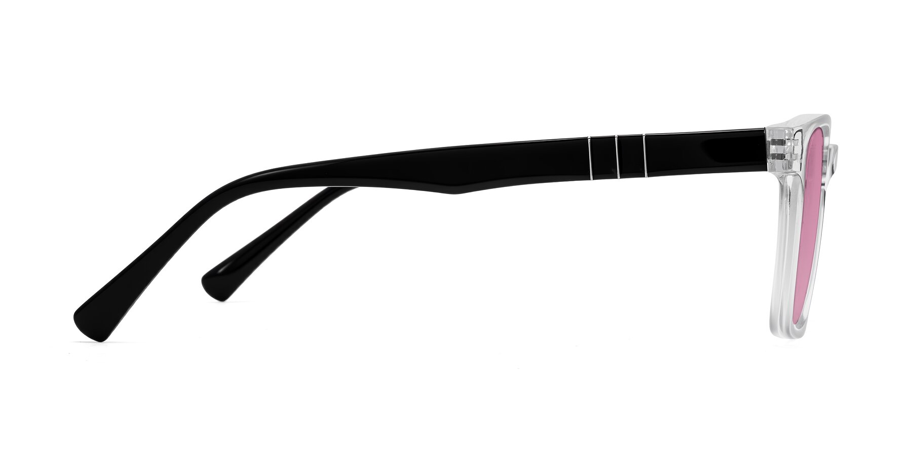 Side of Doelum in Clear/Black with Medium Wine Tinted Lenses