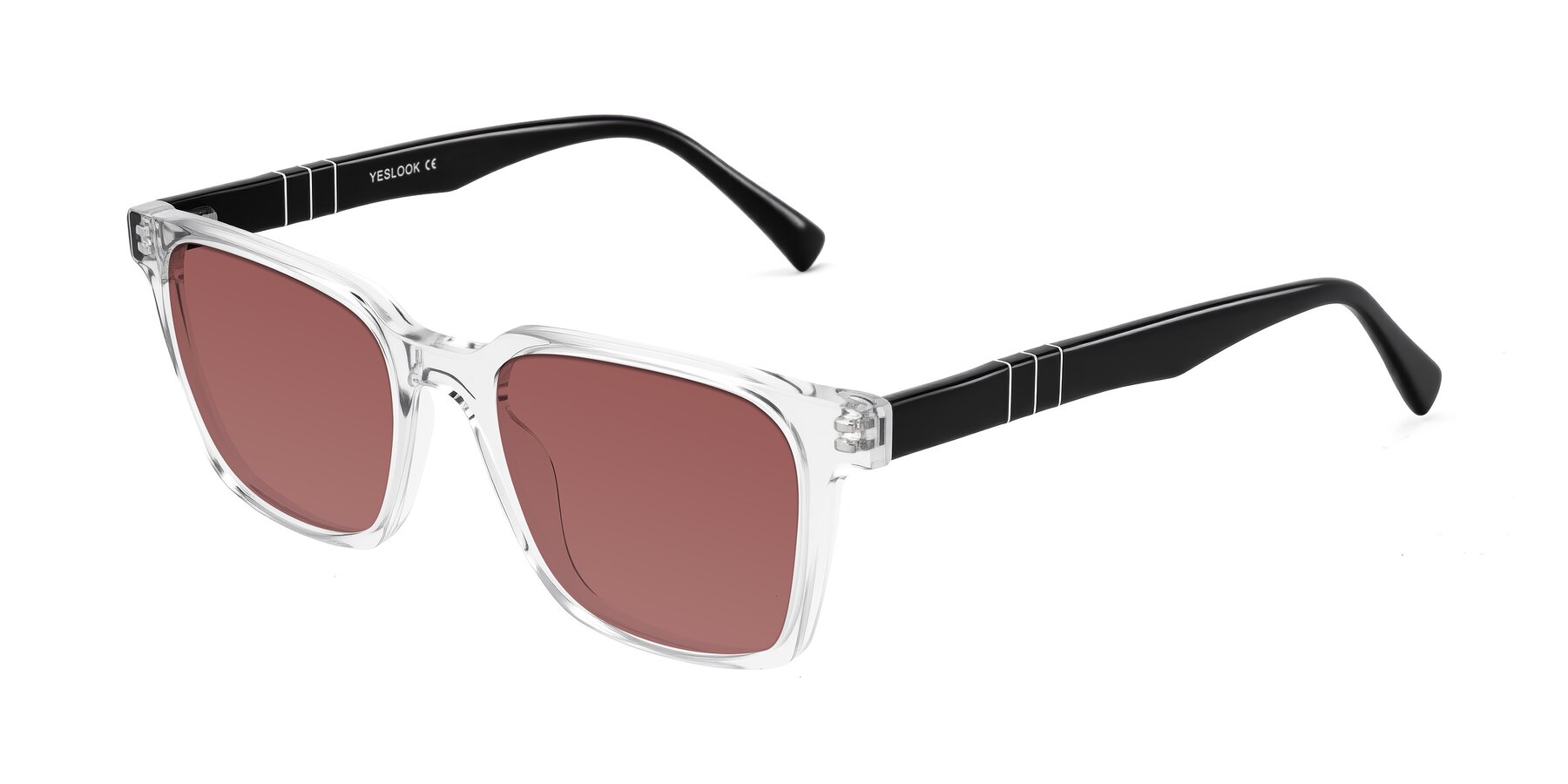 Angle of Doelum in Clear/Black with Garnet Tinted Lenses