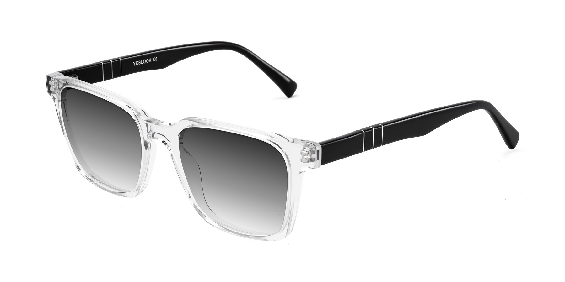 Angle of Doelum in Clear/Black with Gray Gradient Lenses
