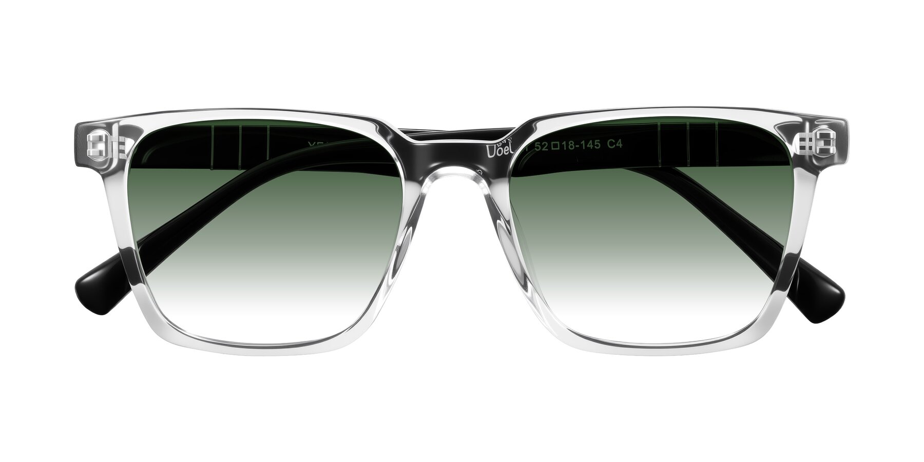 Folded Front of Doelum in Clear/Black with Green Gradient Lenses