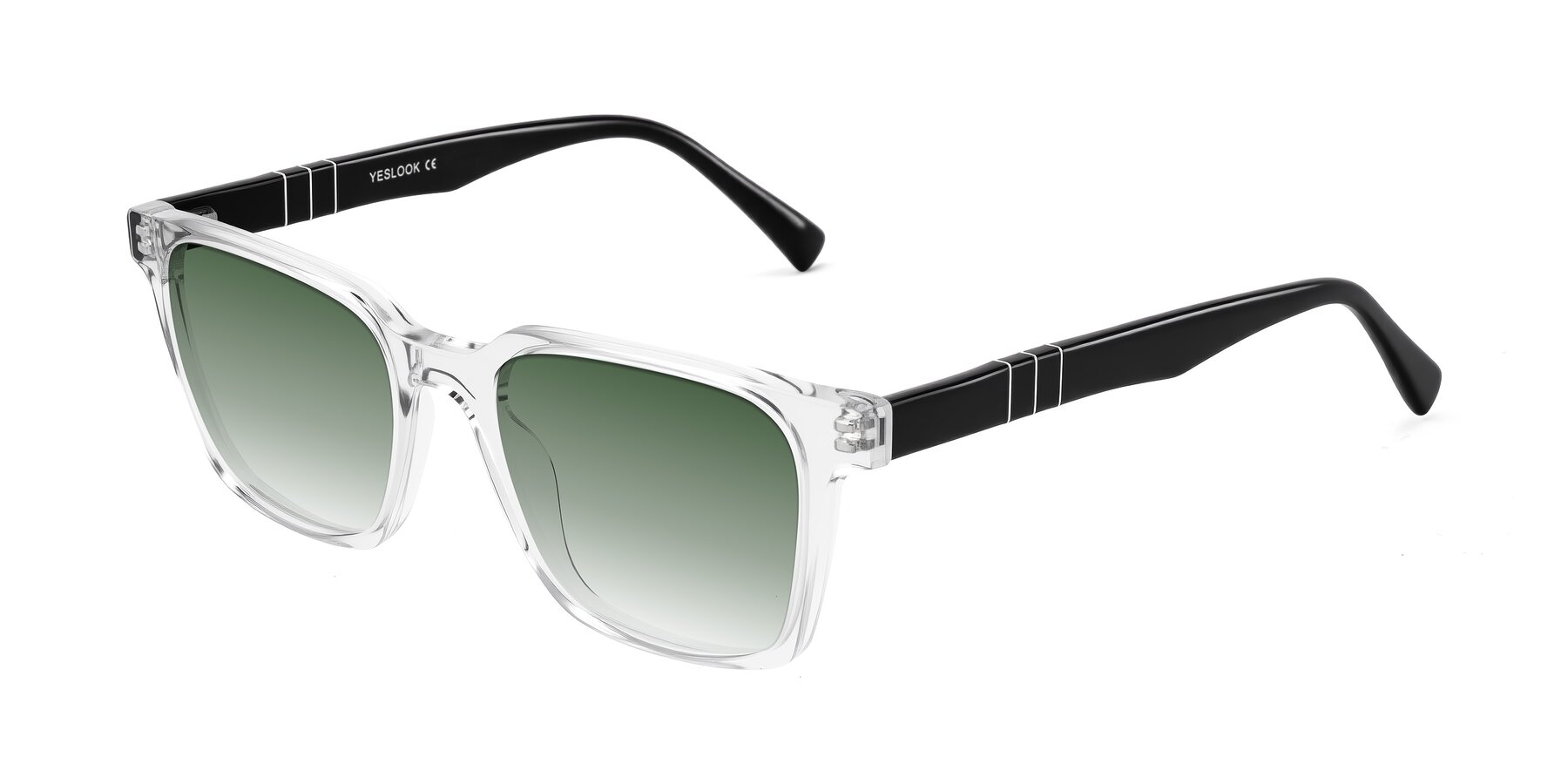 Angle of Doelum in Clear/Black with Green Gradient Lenses