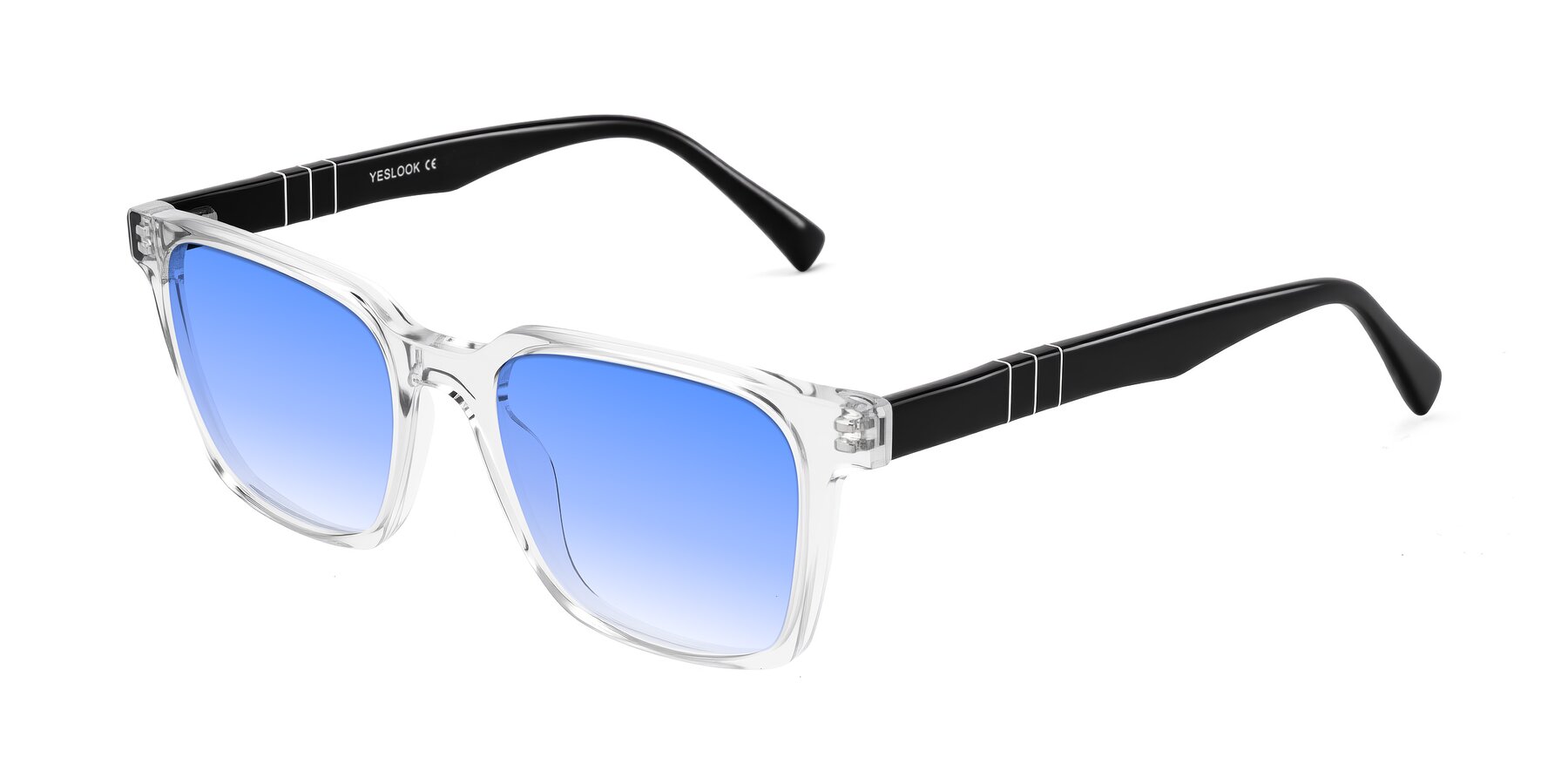Angle of Doelum in Clear/Black with Blue Gradient Lenses