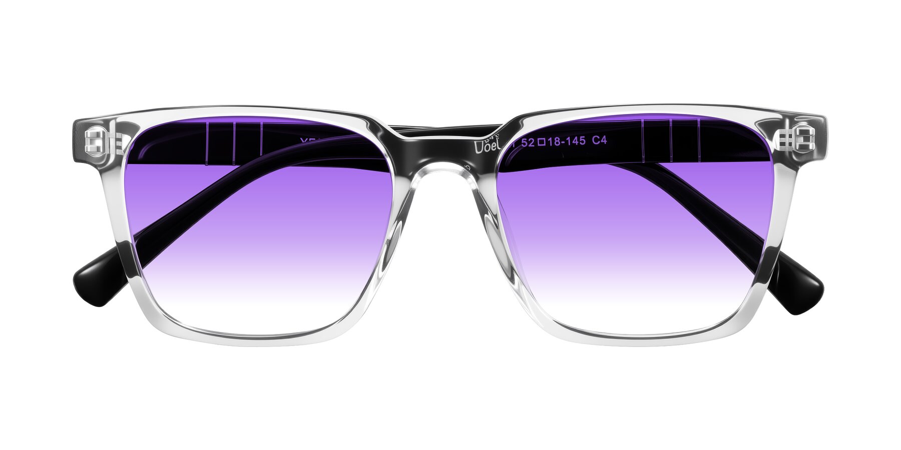 Folded Front of Doelum in Clear/Black with Purple Gradient Lenses