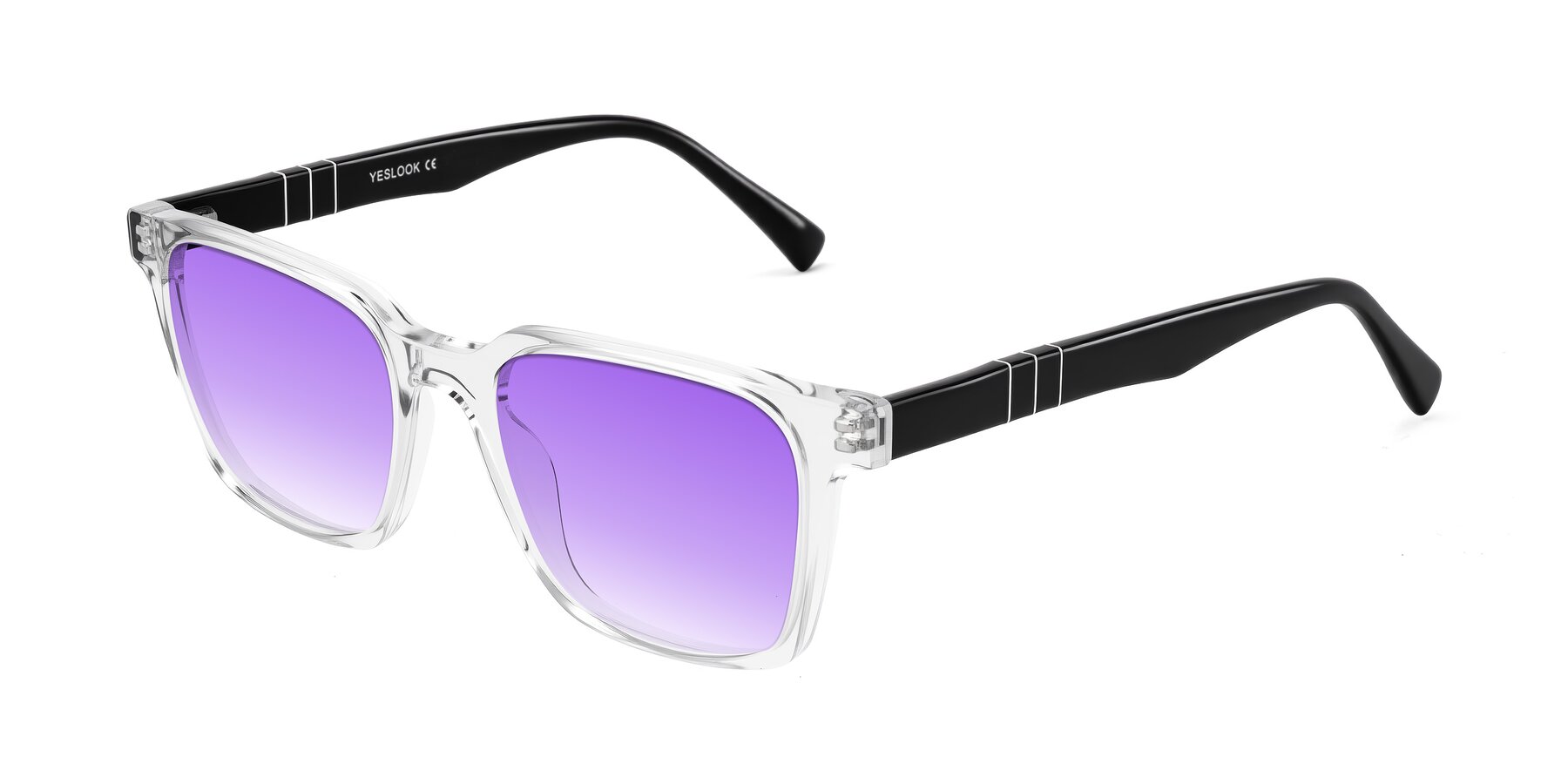 Angle of Doelum in Clear/Black with Purple Gradient Lenses