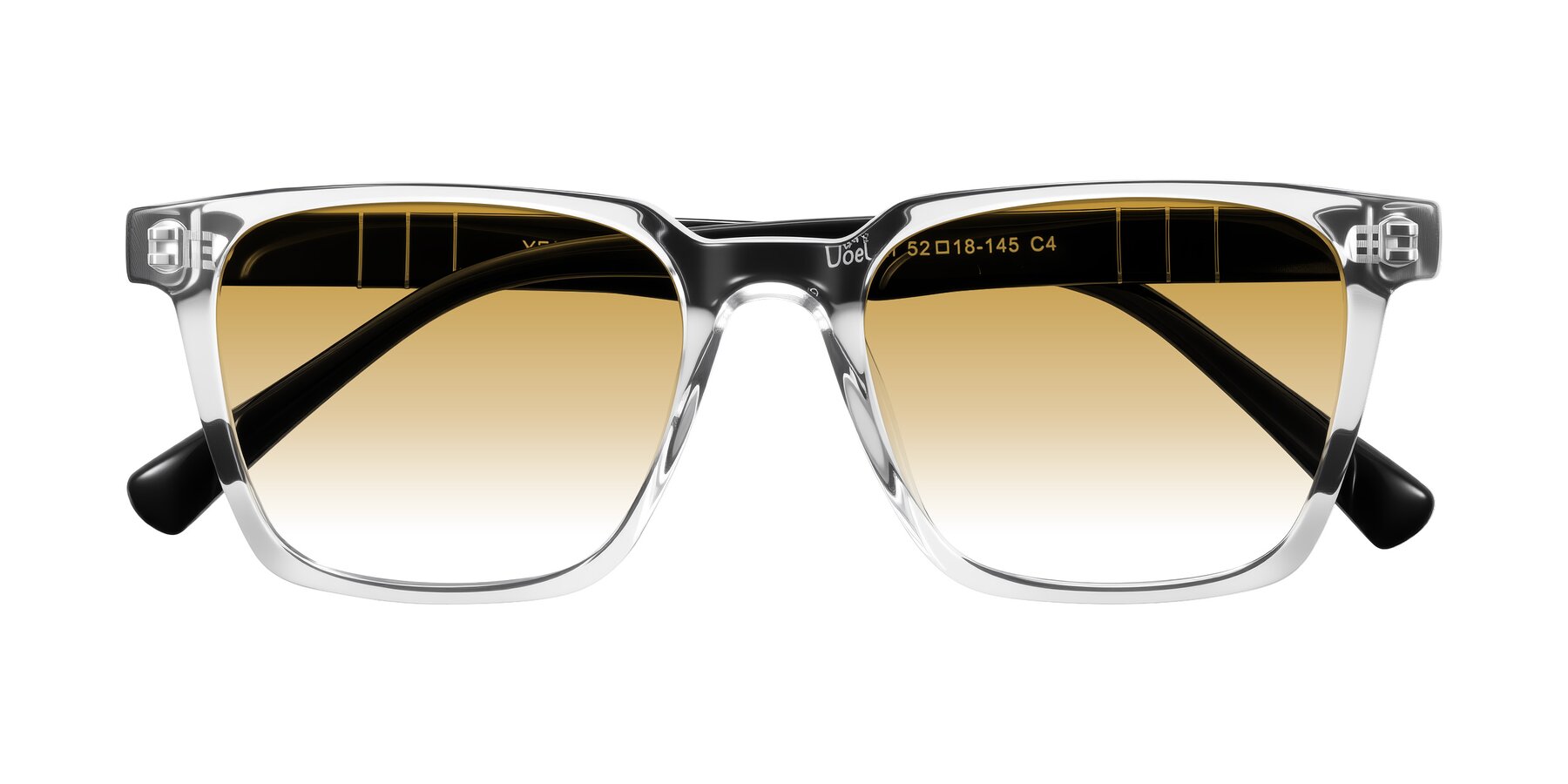 Folded Front of Doelum in Clear/Black with Champagne Gradient Lenses