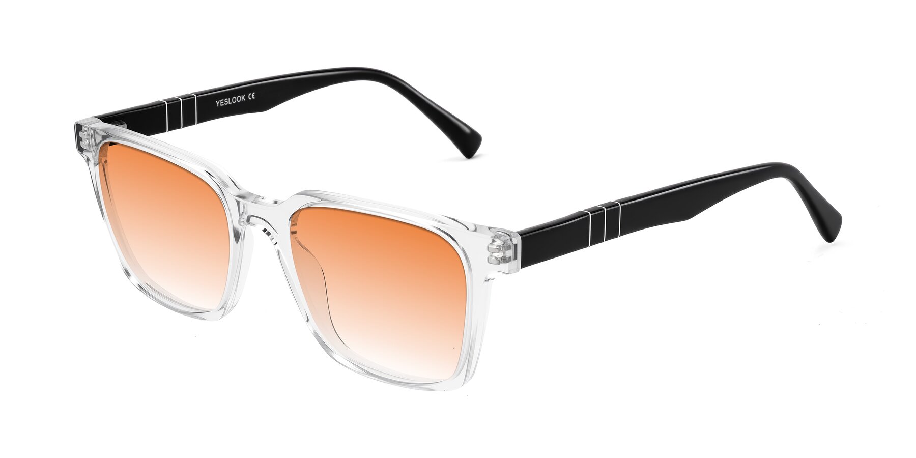 Angle of Doelum in Clear/Black with Orange Gradient Lenses
