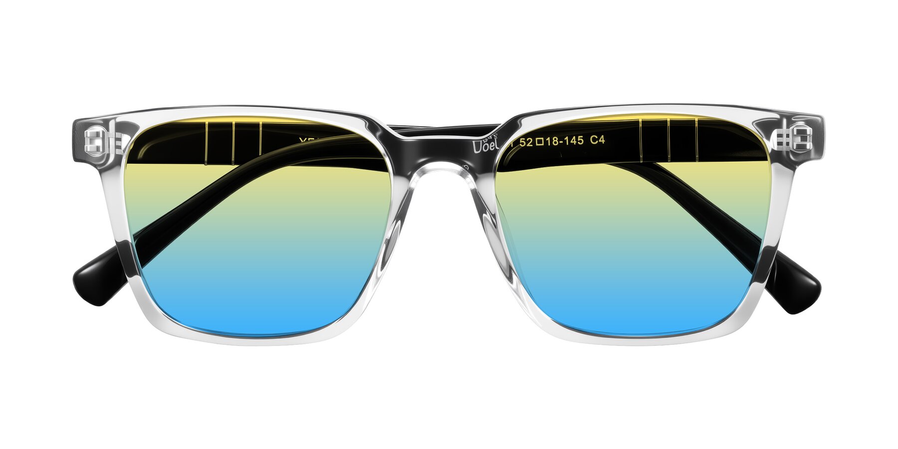 Folded Front of Doelum in Clear/Black with Yellow / Blue Gradient Lenses