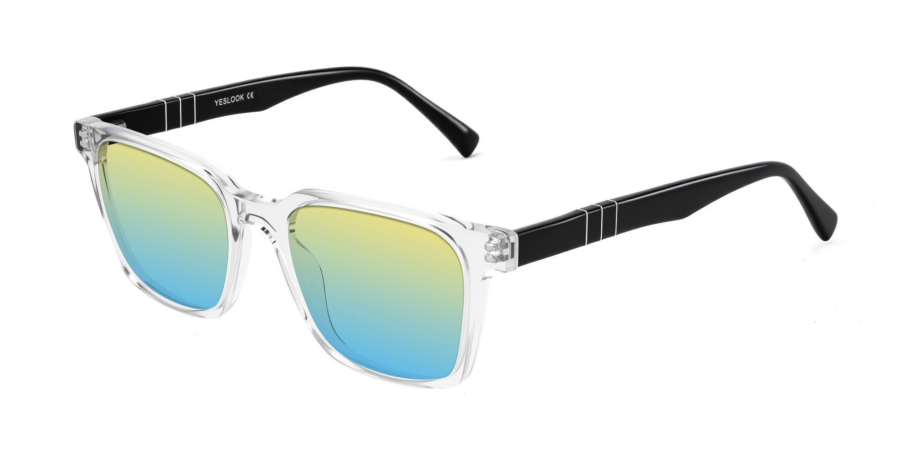 Angle of Doelum in Clear/Black with Yellow / Blue Gradient Lenses