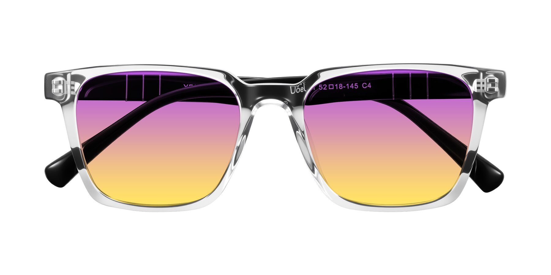 Folded Front of Doelum in Clear/Black with Purple / Yellow Gradient Lenses