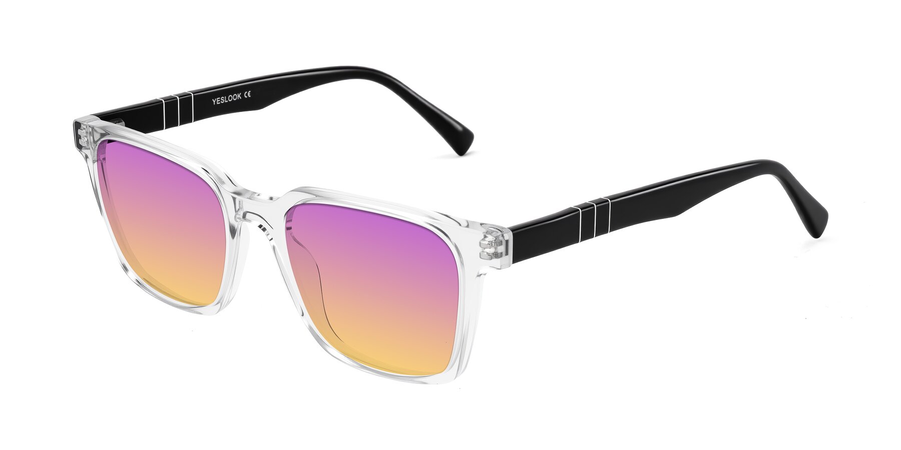 Angle of Doelum in Clear/Black with Purple / Yellow Gradient Lenses