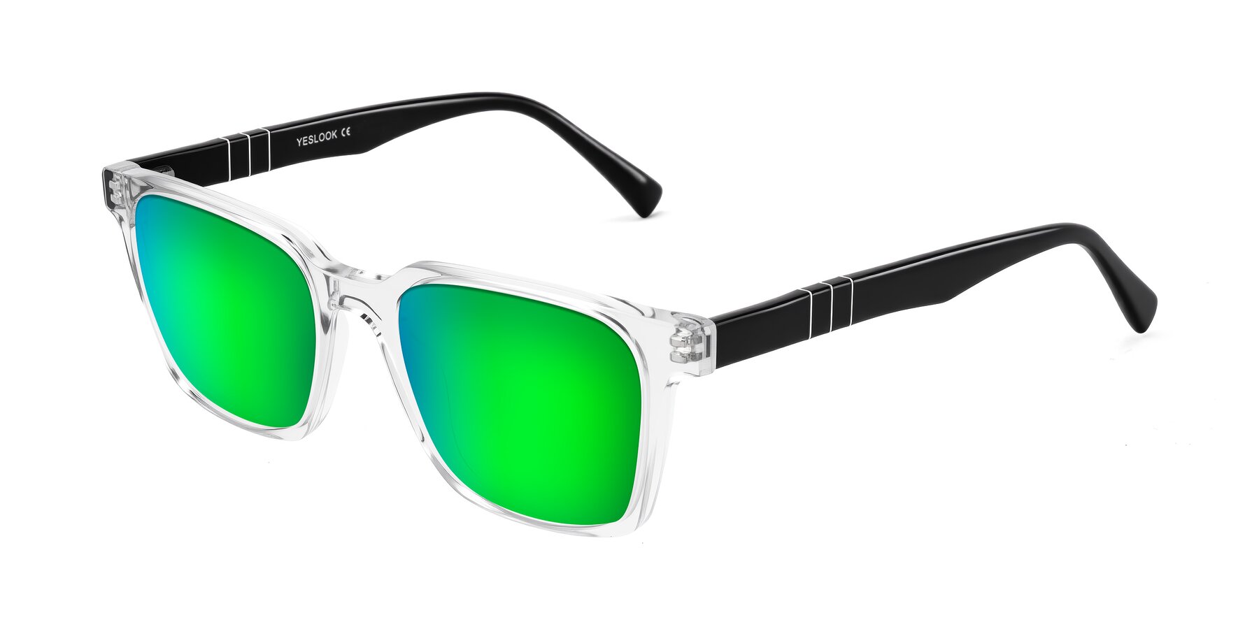 Angle of Doelum in Clear/Black with Green Mirrored Lenses